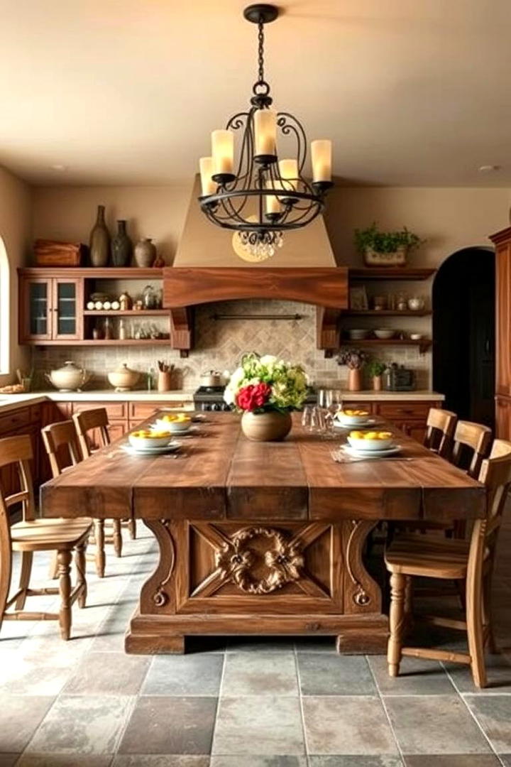 Country Table Focal Point - 30 Tuscan Kitchen Design Ideas