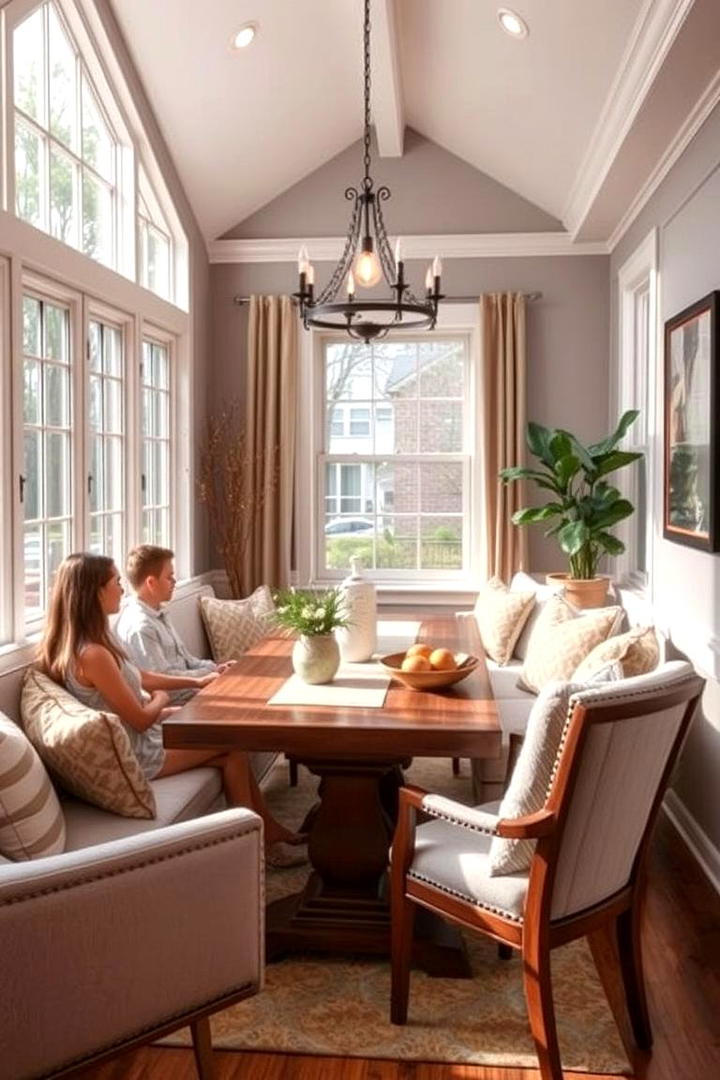 Cozy Family Gathering Sunroom - 30 Sunroom Dining Room Ideas