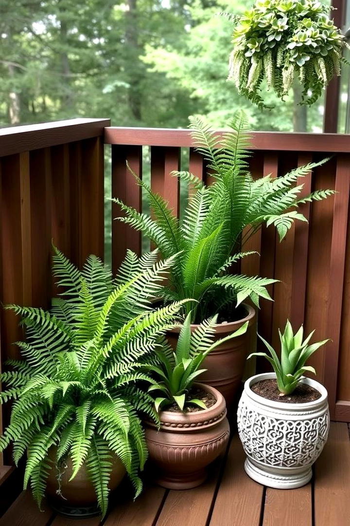 Cozy Fern Corner - 30 Deck Decorating Ideas With Plants