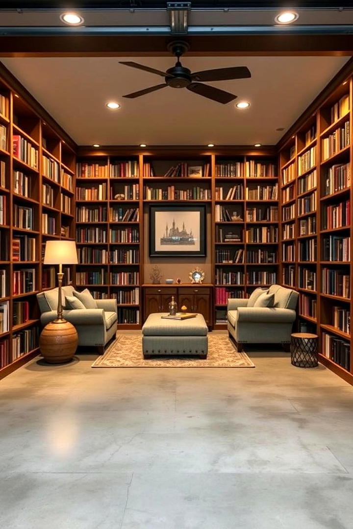 Cozy Home Library - 30 Garage Makeover Ideas