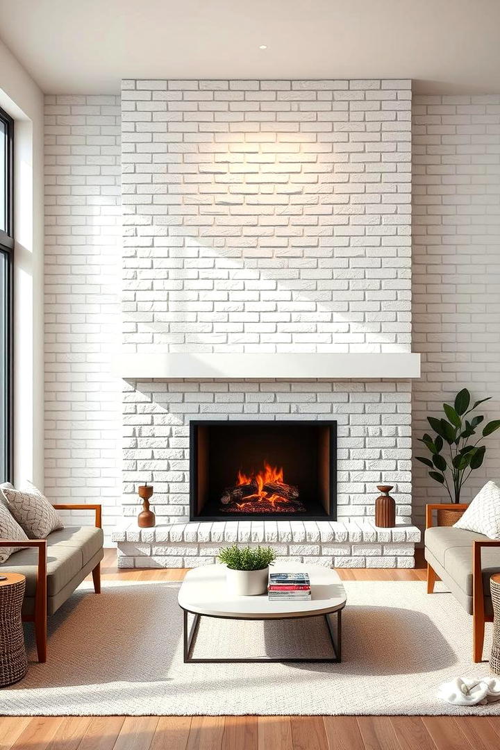 Cozy Modern White Brick Design - 30 White Brick Fireplace Ideas