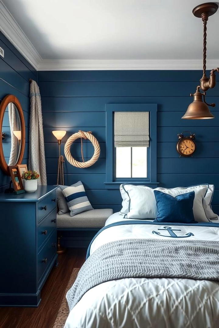 Cozy Nautical Nook - 30 Blue and Grey Bedroom Ideas