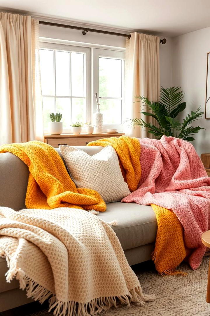 Cozy Throw Blankets - 30 How to Decorate With Yellow and Pink