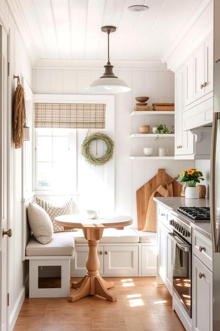 Cozy White Dining Nook - 30 Rustic White Kitchen Ideas