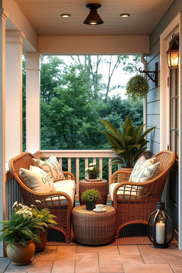 Cozy Wicker Seating - 30 Small Front Porch Ideas