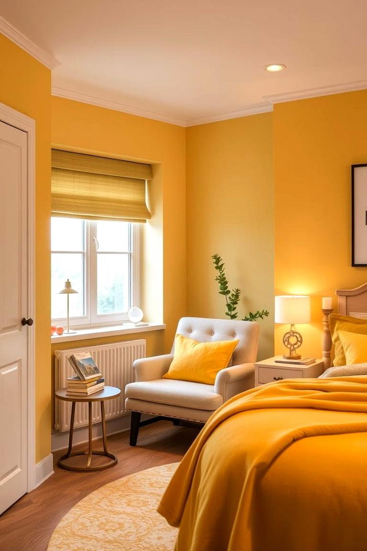 Cozy Yellow Reading Nook - 30 Yellow Bedroom Ideas