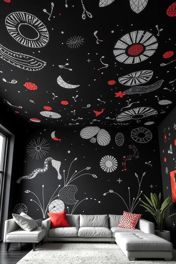 Creative Black Ceiling with Patterns - 30 Black Ceiling Design Ideas