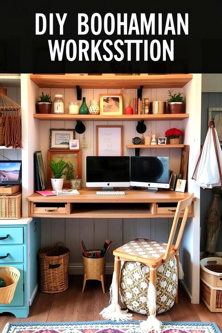 Creative DIY Bohemian Workstation - 30 Bohemian Home Office Ideas