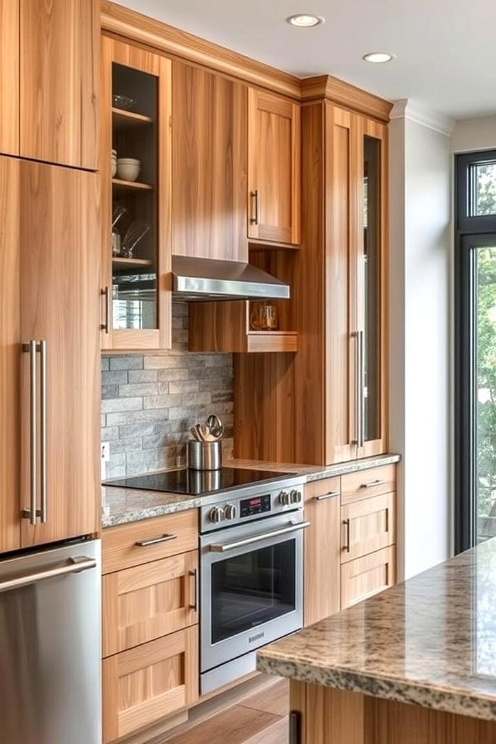 Creative Mixed Materials Design - 30 Kitchens With Light Wood Cabinets