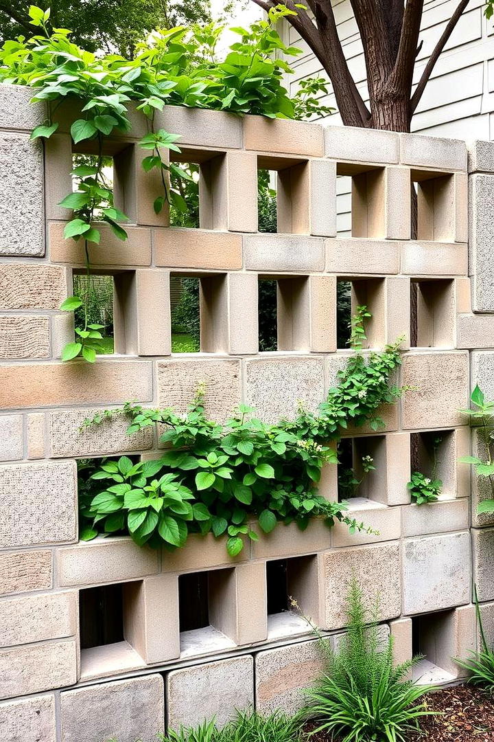 Creative Outdoor Screen - 30 Cinder Block Fence Ideas