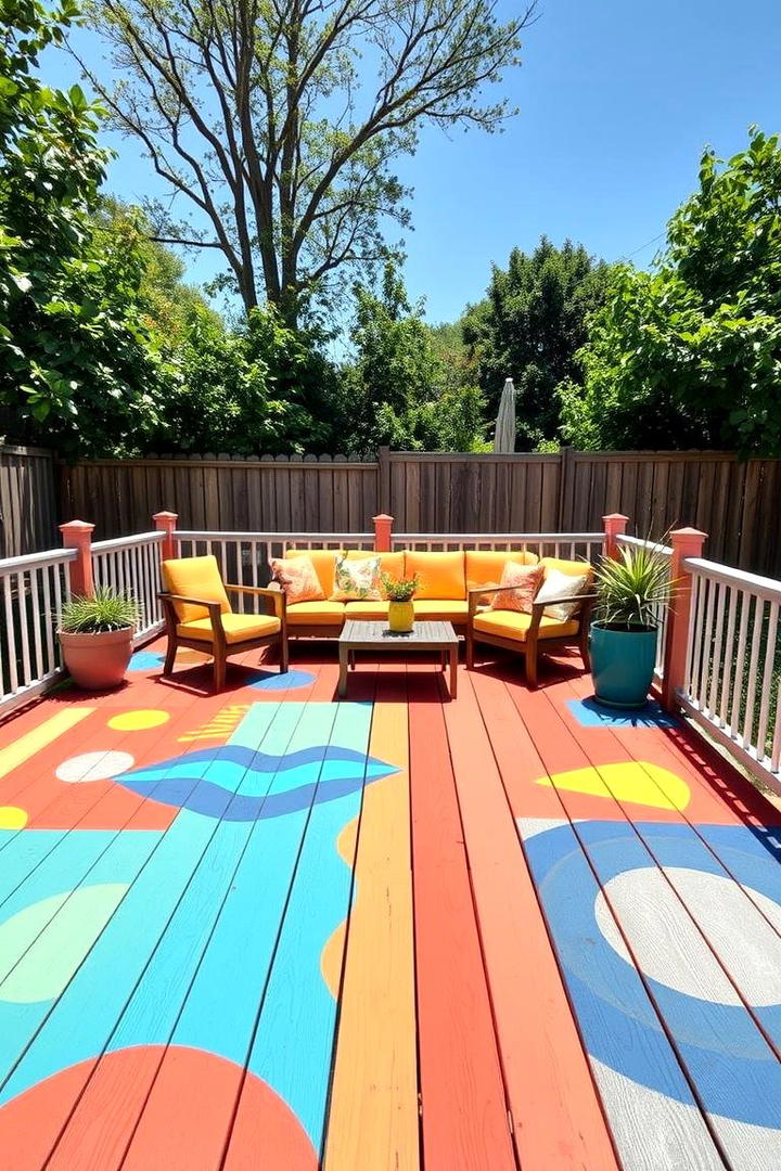 Creative Paint Accent Deck - 30 Backyard Deck Ideas on a Budget