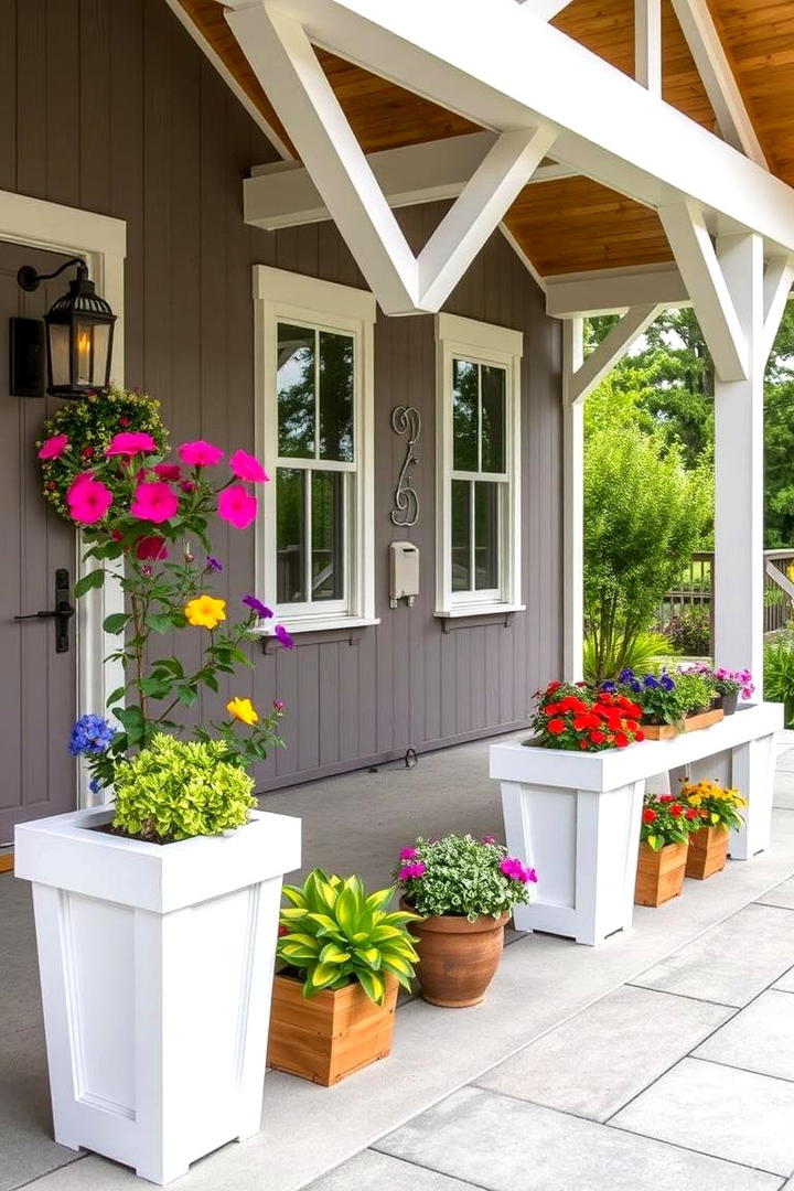 Creative Planter Integration - 30 Barndominium Front Porch Ideas