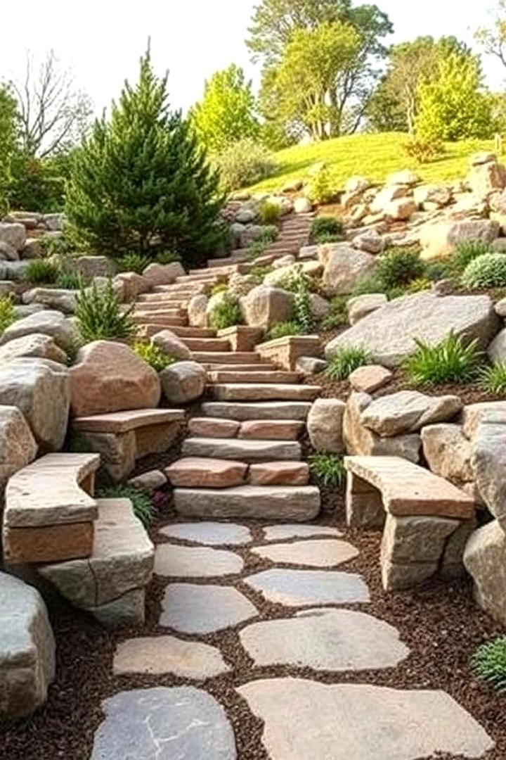 Creative Rock Seating Arrangements - 30 hillside landscaping ideas