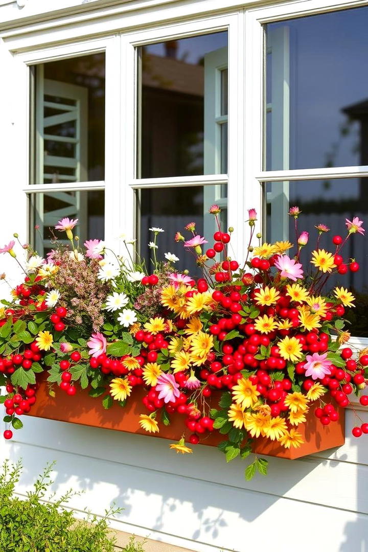 Crisp Cranberry Charm - 30 Fall Window Box Ideas