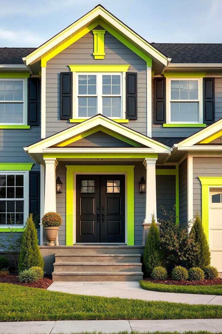 Crisp Lime Green Detail - 30 Green Exterior House Paint Ideas