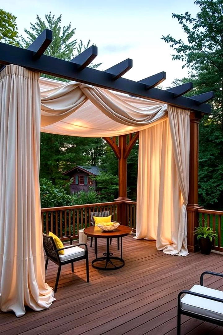 Curtained Pergola Design - 30 Deck Privacy Ideas