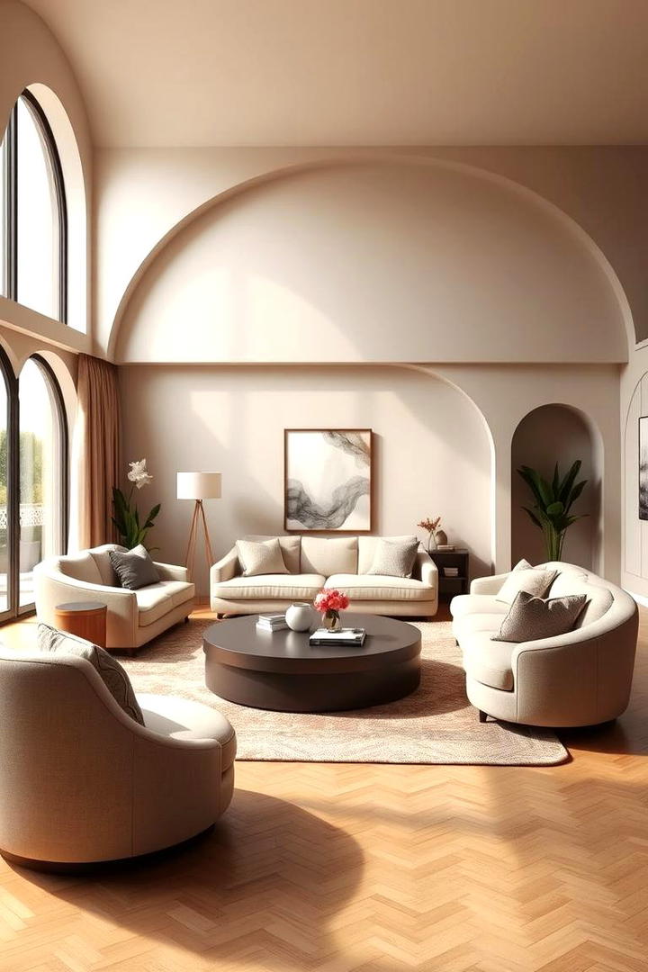 Curved Furniture Flow - 30 Awkward Living Room Layout Ideas