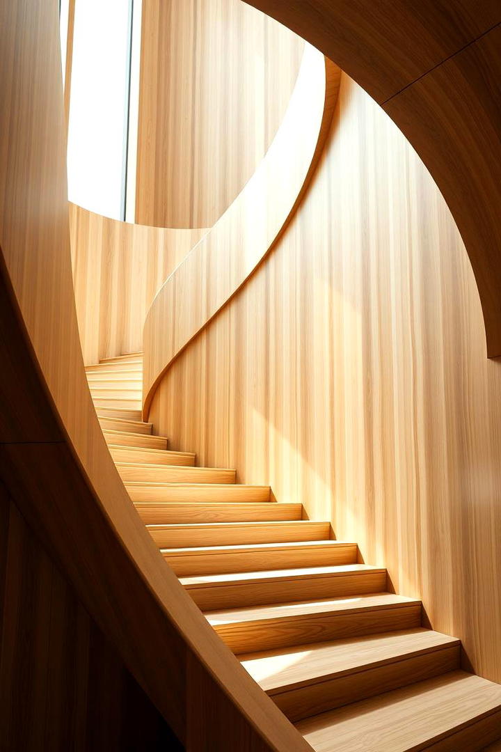 Curved Staircase - 30 Wooden Staircase Ideas