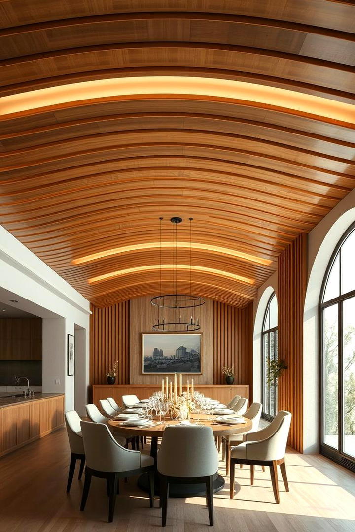 Curved Wood Slat Ceiling Detail - 30 Wood Slat Ceiling Ideas