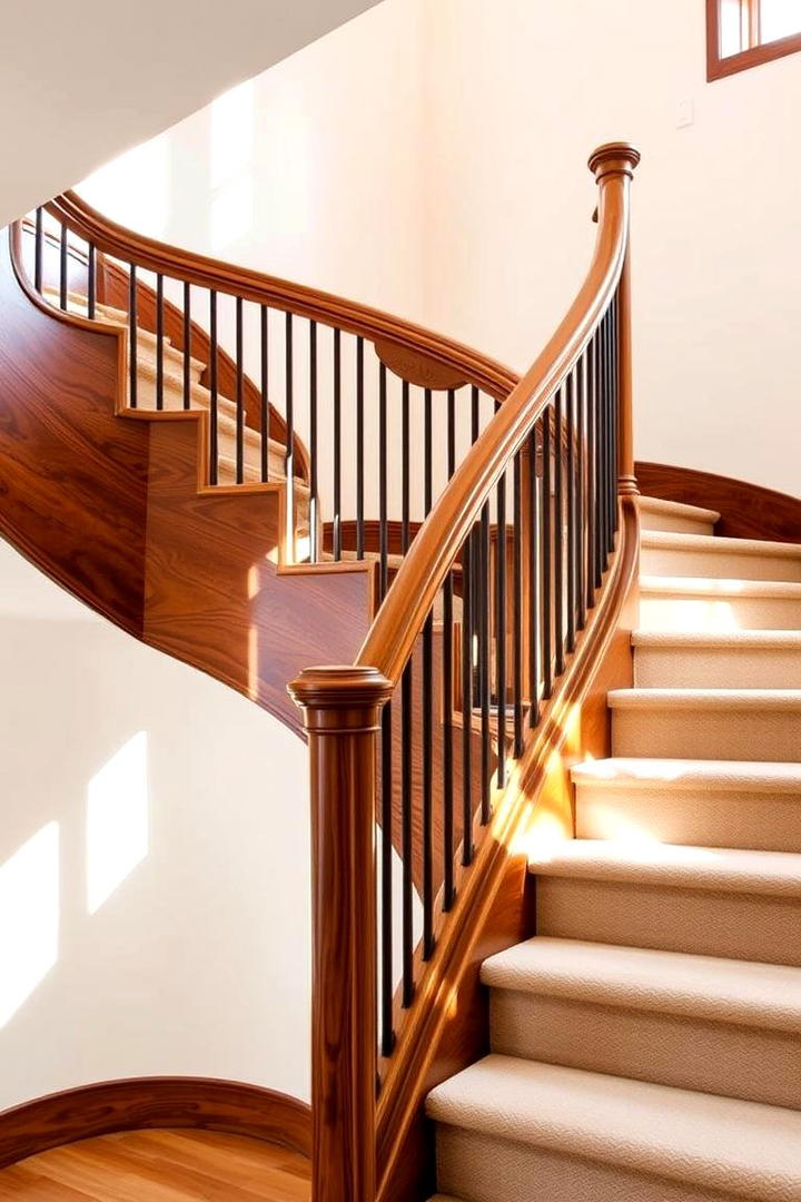 Curved Wooden Railing - 30 Wood Stair Railing Ideas