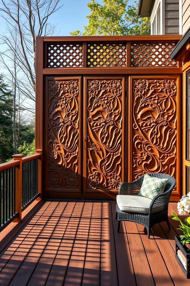 Custom Carved Panels - 30 Deck Privacy Ideas