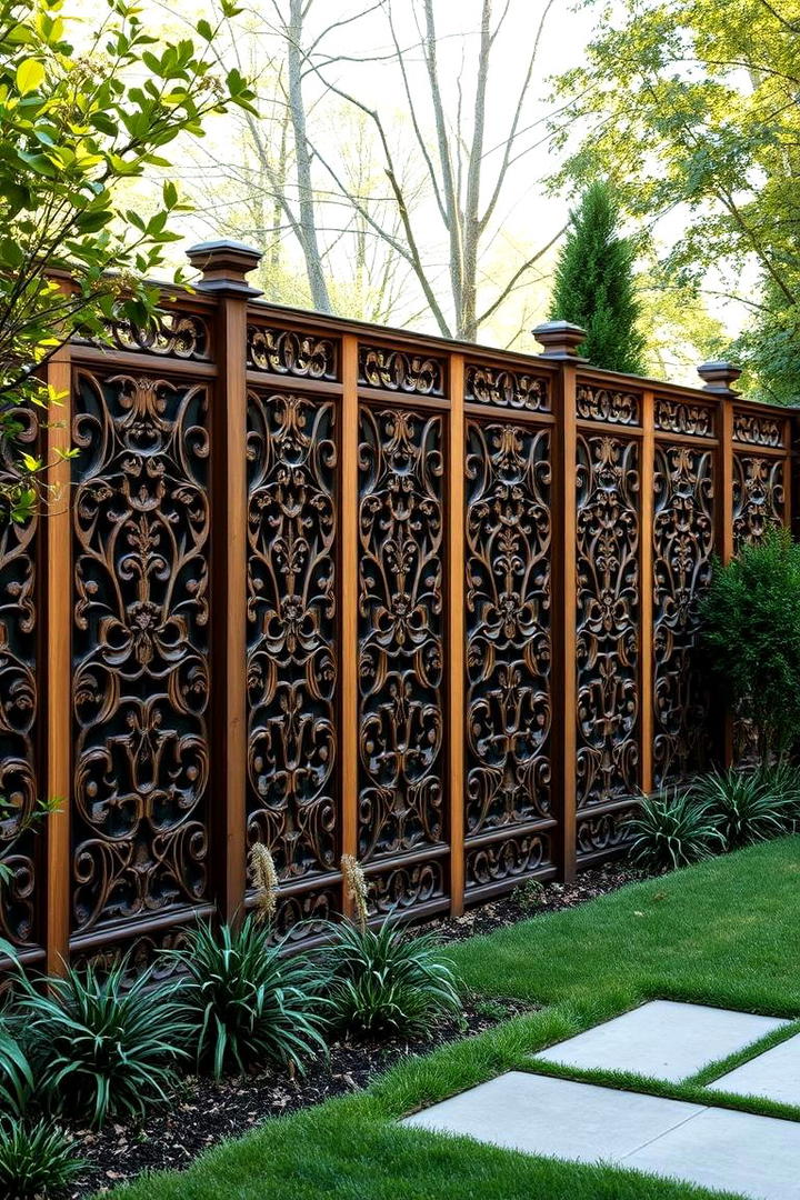 Custom Carved Wooden Fence - 30 Backyard Fence Ideas