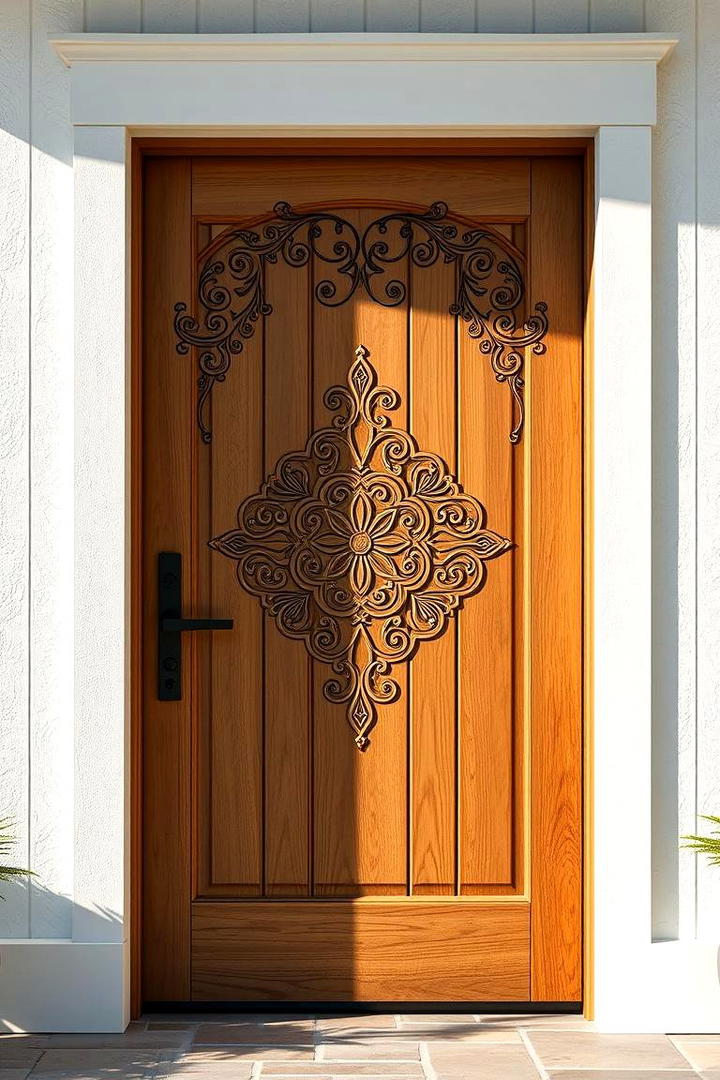 Custom Engraved Entry Door - 30 Farmhouse Front Door Ideas