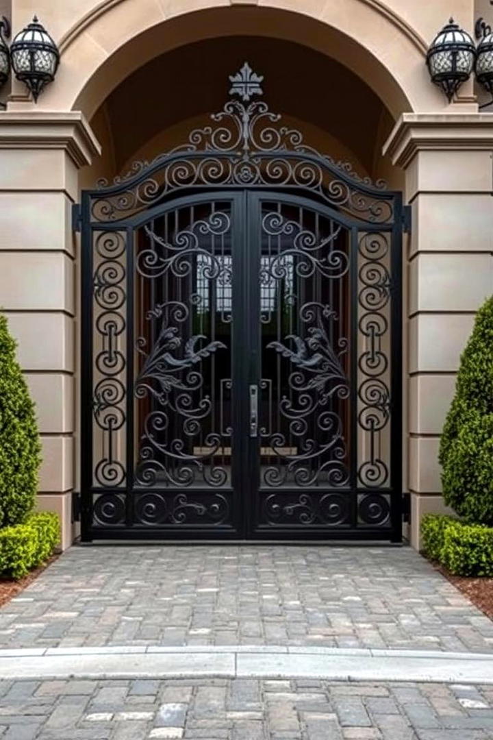 Custom Engraved Iron Gate - 30 Driveway Gate Ideas