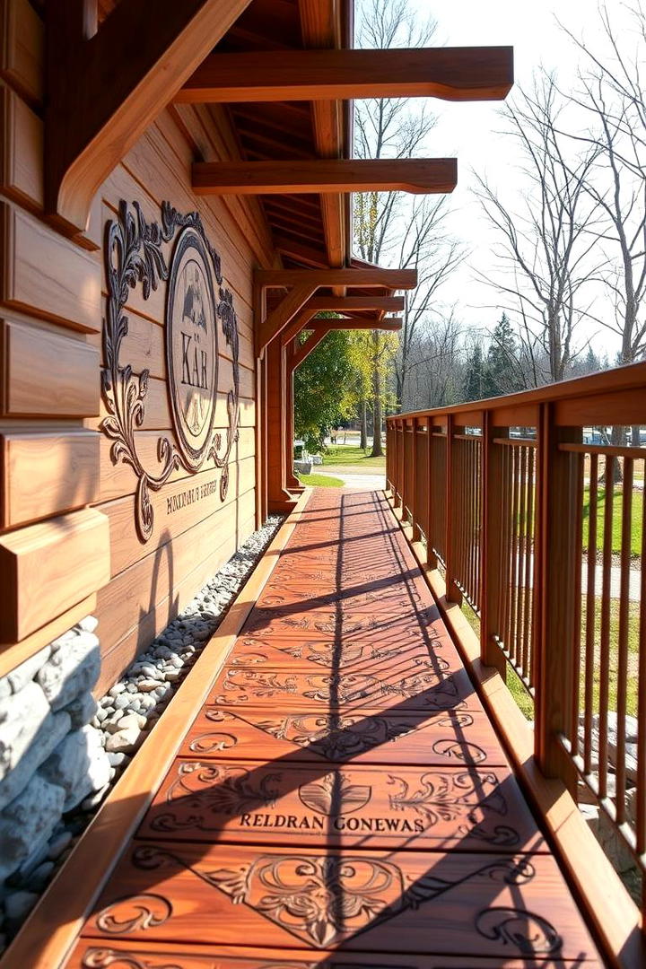 Custom Engraved Path - 30 Wooden Walkway Ideas