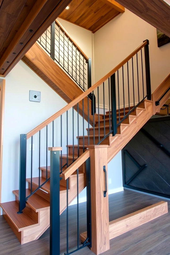 Custom Iron Accents - 30 Wooden Staircase Ideas