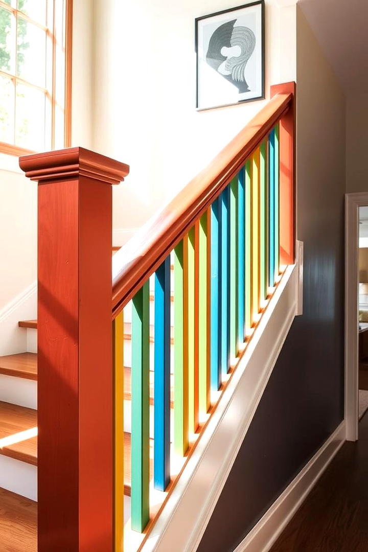 Custom Painted Wood Railing - 30 Wood Stair Railing Ideas