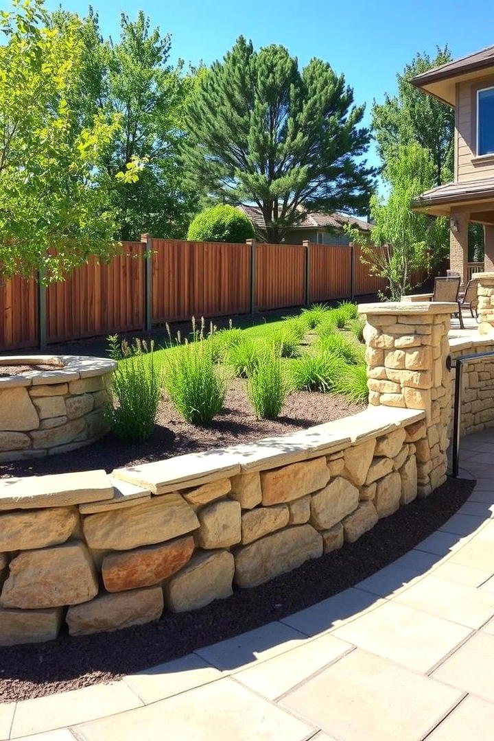 Custom Stone Accent Fence - 30 Backyard Fence Ideas