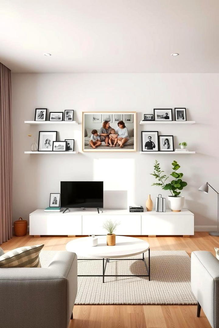 Customizable Floating Shelves - 30 Family Picture Wall Ideas