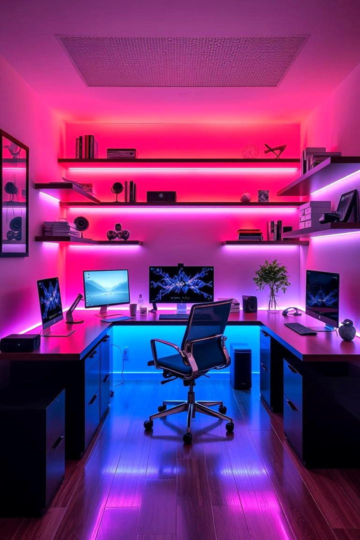 Customizable LED Strips - 30 Home Office Lighting Ideas