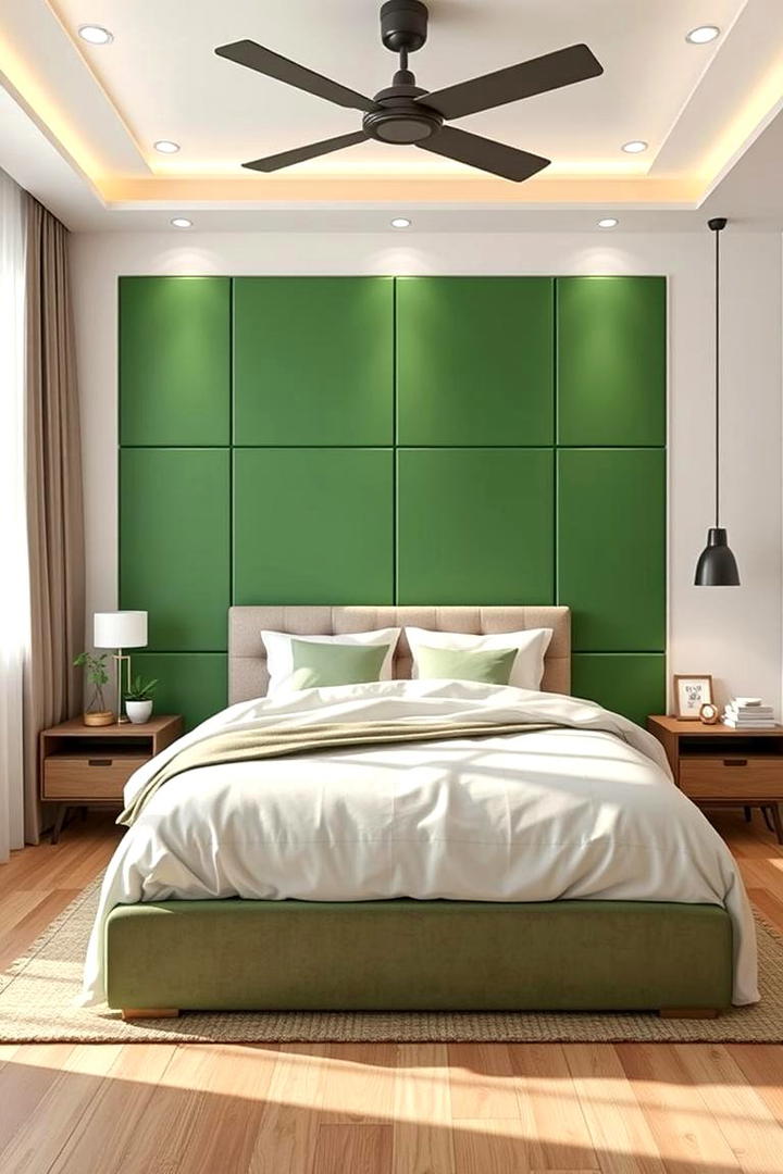 Customizable Modular Green Panels - 30 Green Panelling Bedroom Ideas