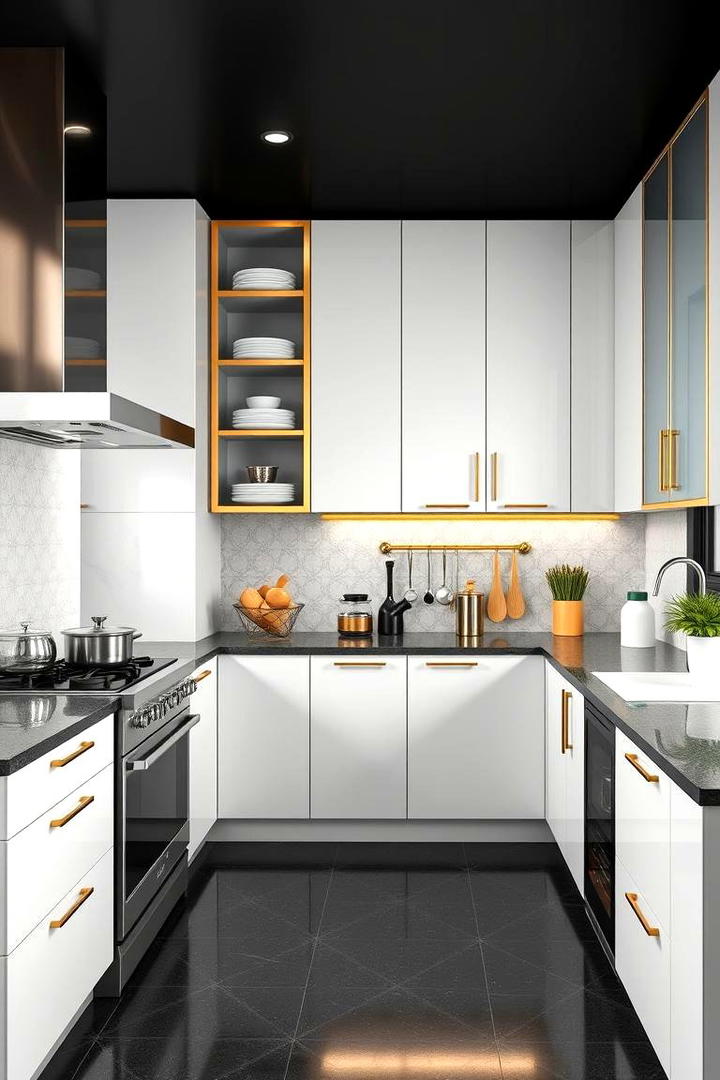 Customizable Modular Layouts - 30 black white and gold kitchen ideas