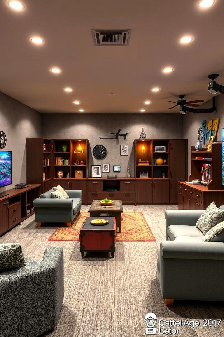 Customizable Multi Activity Space - 30 Basement Game Room Ideas