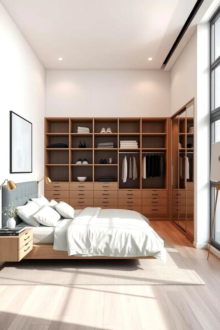 Customized Open Concept Closet - 30 Built-in Wardrobe Ideas Around a Bed