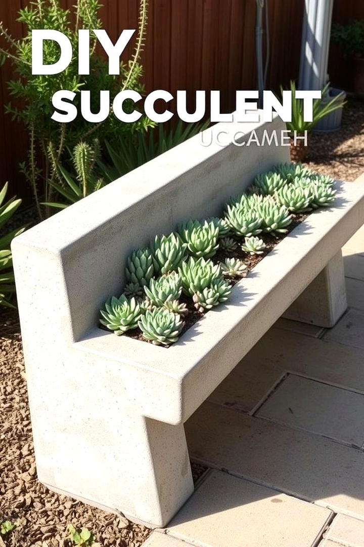 DIY Cement Succulent Bench - 30 Outdoor Succulent Container Ideas