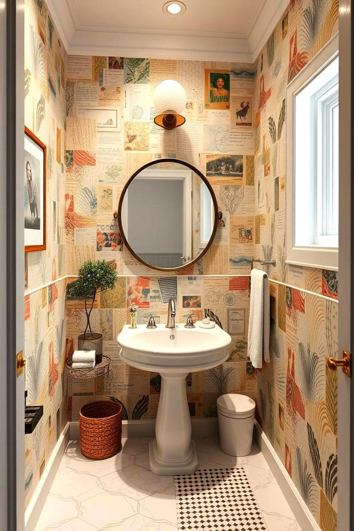 DIY Decoupage Wall - 30 Bathroom Wall Ideas