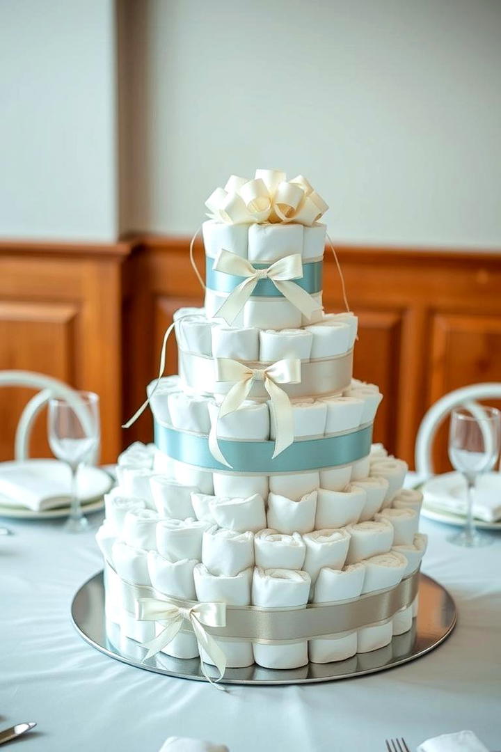 DIY Diaper Cake Centerpiece - 30 Baby Shower Centerpiece Ideas