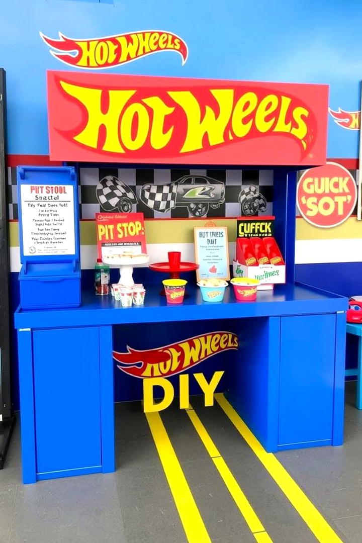 DIY Pit Stop Snack Bar - 30 Hot Wheels Birthday Party Ideas