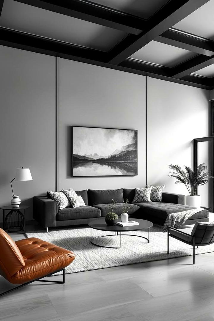 Daring Minimalism - 30 living room grey walls black trim