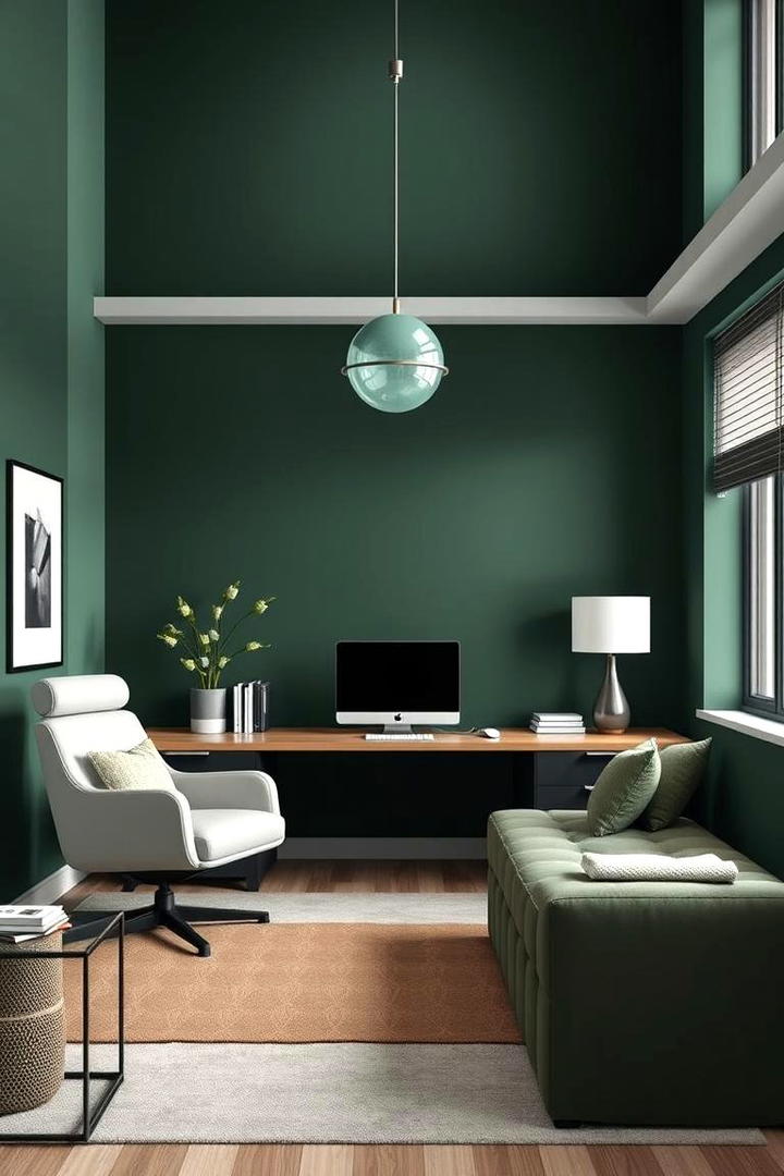 Dark Green Color Block - 30 Dark Green Home Office Ideas