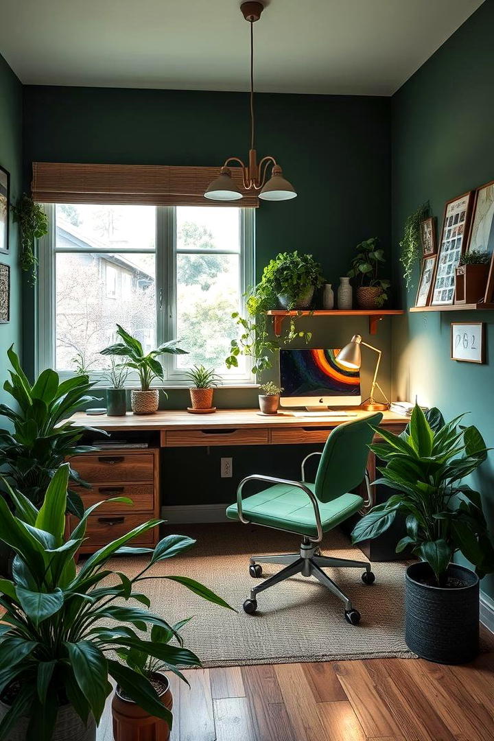 Dark Green Eco Friendly Office - 30 Dark Green Home Office Ideas