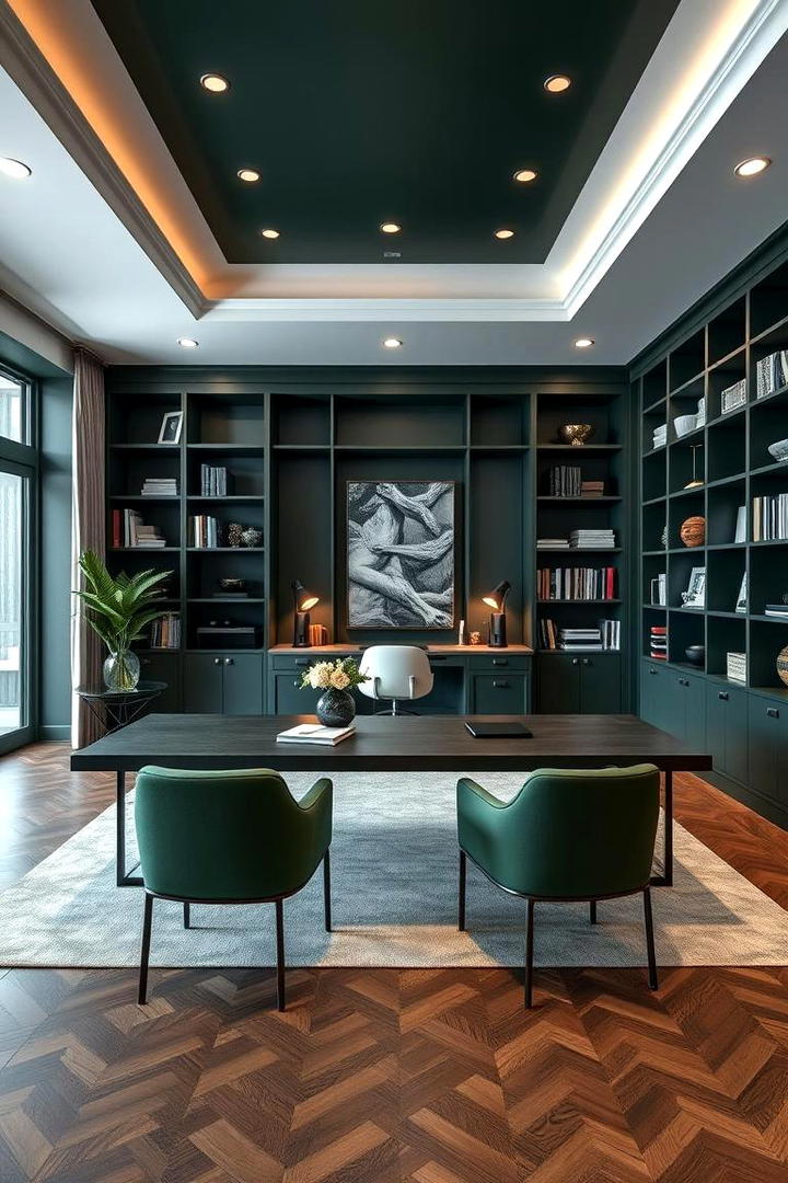 Dark Green Furniture Elegance - 30 Dark Green Home Office Ideas