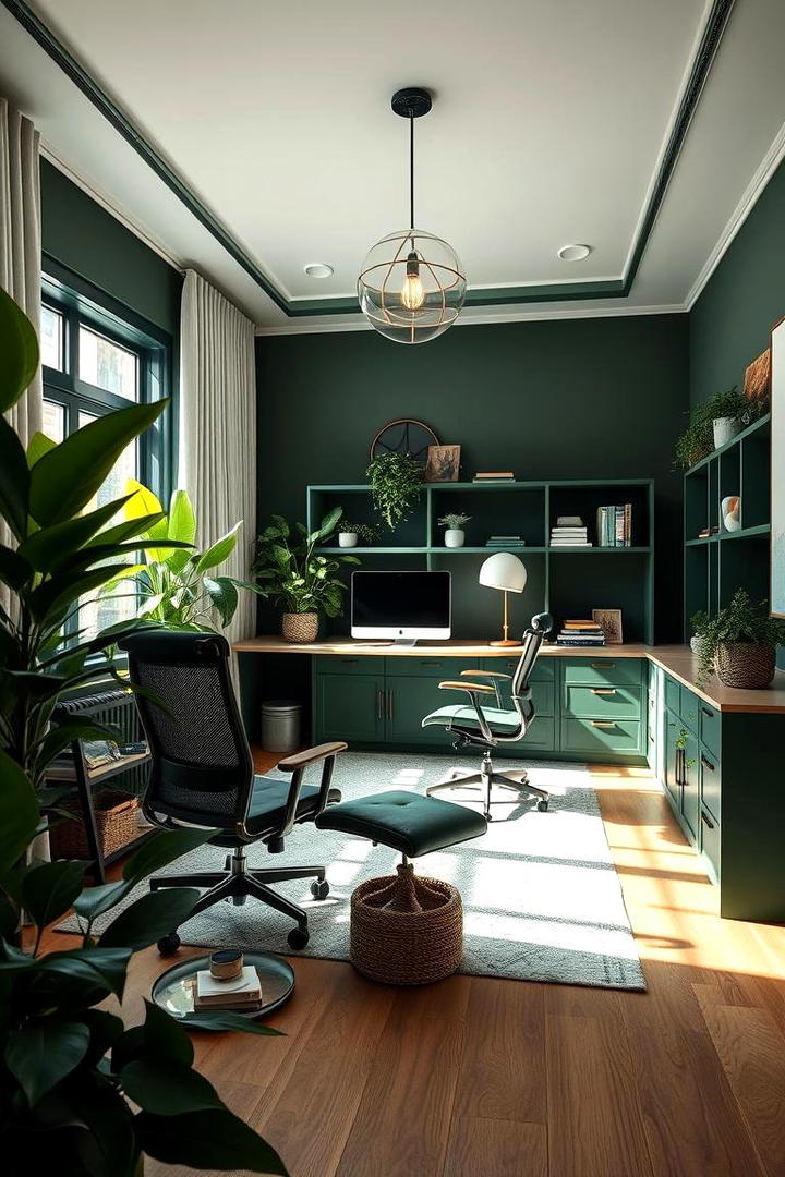 Dark Green Home Office Oasis - 30 Dark Green Home Office Ideas