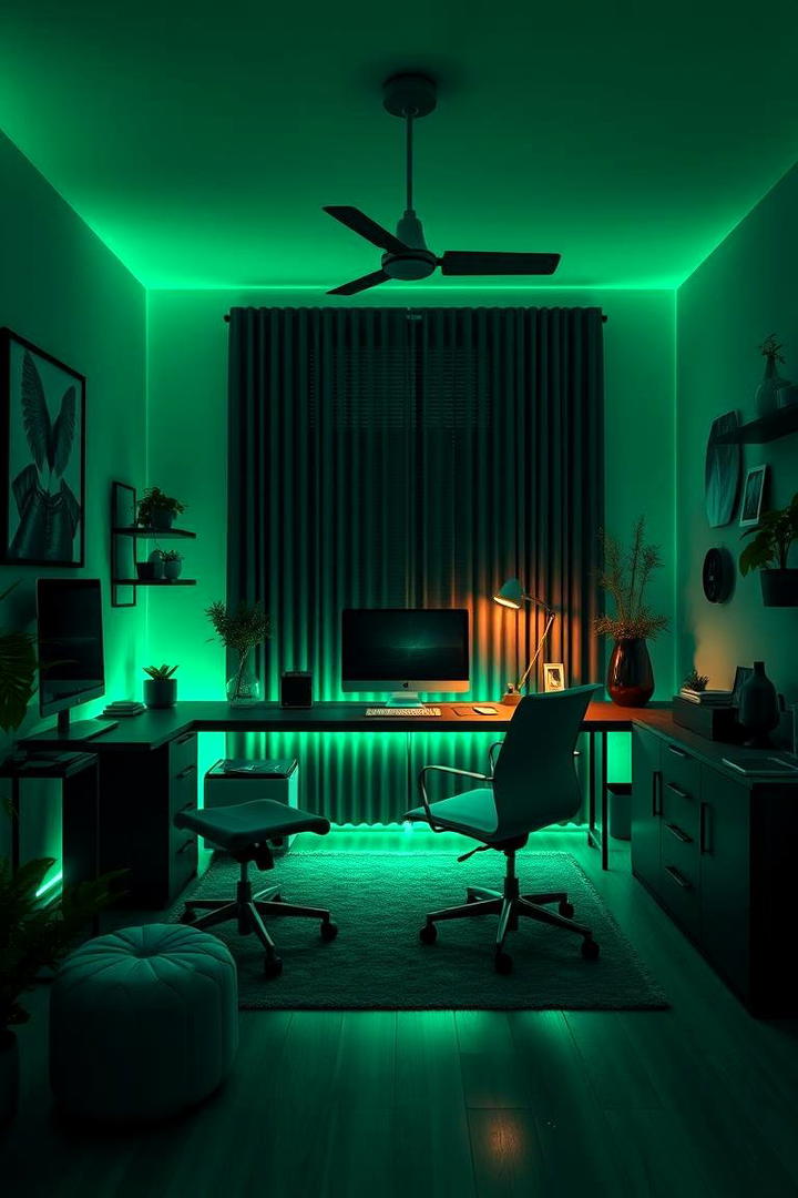 Dark Green Lighting Focus - 30 Dark Green Home Office Ideas