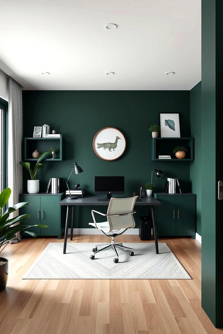 Dark Green Minimalist Vibe - 30 Dark Green Home Office Ideas