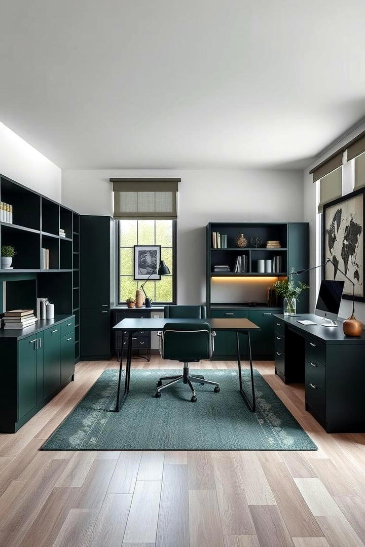 Dark Green Modular Setup - 30 Dark Green Home Office Ideas